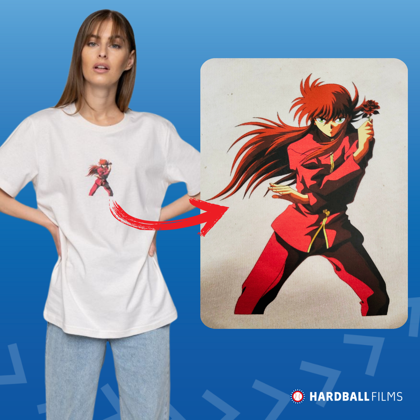 yu-yu-hakusho-motiv-3-t-shirt-wei-regular-organic-cotton image 1