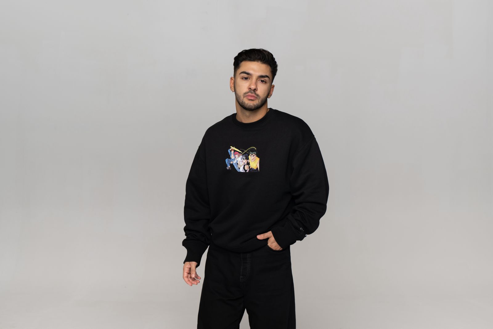 yu-yu-hakusho-motiv-1-pullover-schwarz-organic-cotton-xl image 6